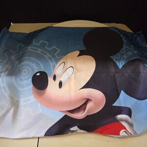 Disney Mickey Mouse Pillow Case Blue Gear Design Kids Double Sided